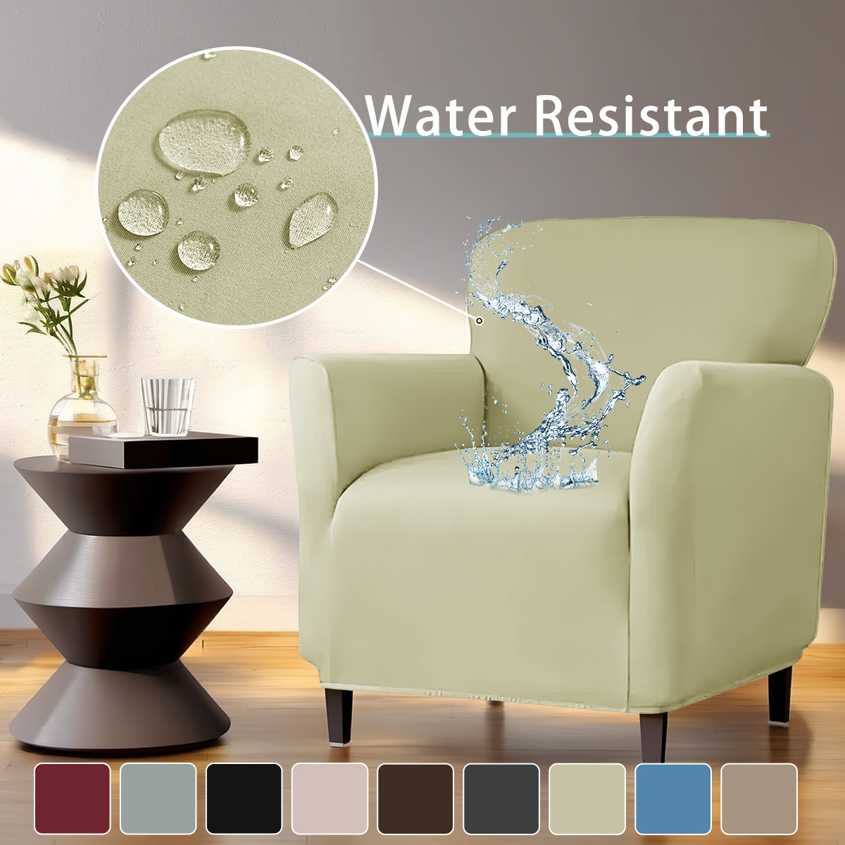 SHEIN en stock sofá cubierta impermeable de seda de leche pequeña cubierta de sofá elástica de color sólido cubierta de sofá de una sola persona