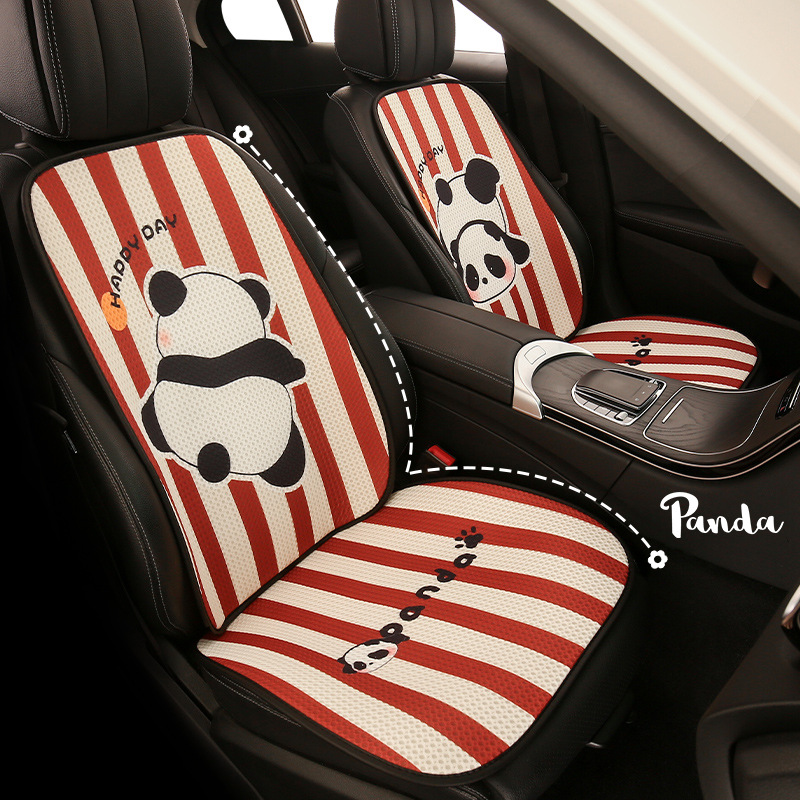 可爱卡通条纹熊猫四季通用汽车坐垫适用于大众ID.3凌渡途铠途岳