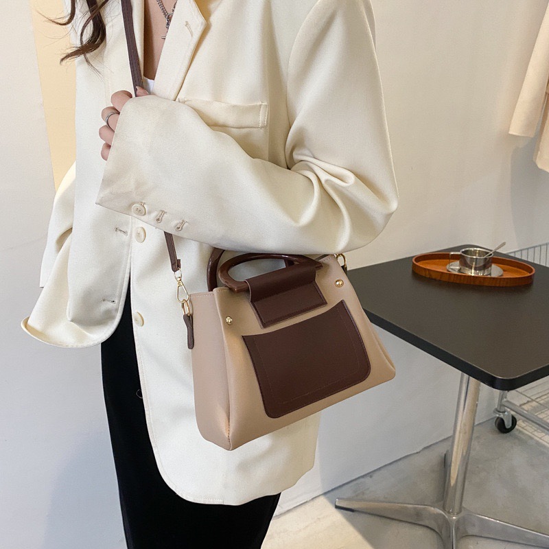 Nueva primavera estilo coreano costura de moda textura retro bolso cuadrado pequeño de un solo hombro 2024 bolso diagonal portátil de estilo occidental casual