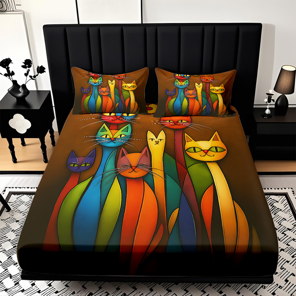 TEMU / JIT transfronterizo para animados gatitos de alta definición impresión digital kit de cama de cama de fábrica directa para imprimir