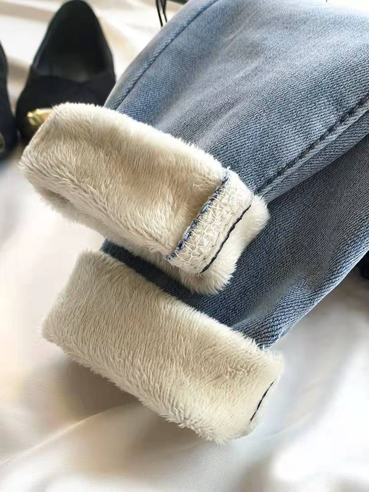 Yun 18 Autumn and Winter Maternity Jeans Plus Velvet Style Harem Daddy Pants Thickened Stretch Pants 8613