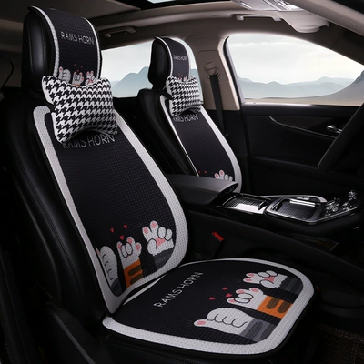 Waist-Cushion, Summer Cooling Pad, Non-Slip Breathable: Seat cushion, seat cover - black-love-cat-claw-2-seat-cushions-for-driver-and-passenger-2-back-cushions-2-neck-pillows-honeycomb
