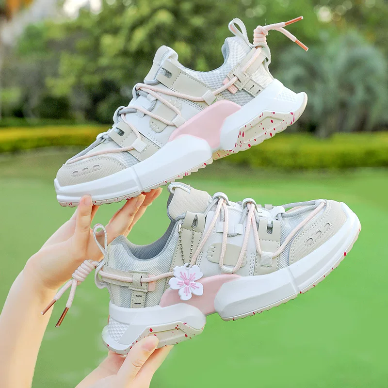 Корея стиль платформенные спортивные туфли в 2 цветовых вариантах: Cherry Blossom Powder Green & Gray Apricot, EU 36–41