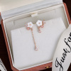 Fashionable long earrings, cute zirconium with tassels, Korean style, flowered