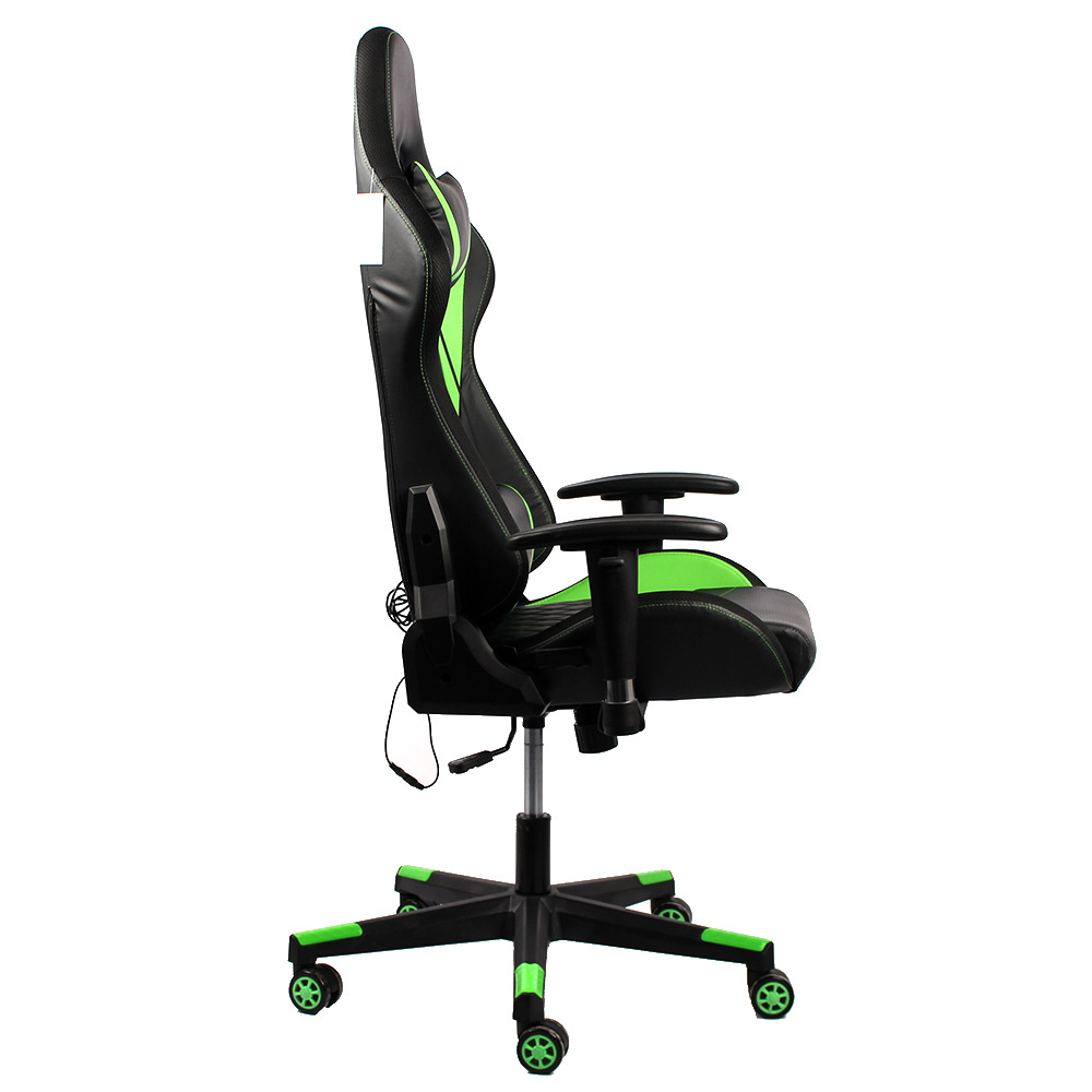 E-sports silla RGB LED caballo corriendo luz pesada PU cuero ajustable estilo de carreras columpio Silla de juego Verde 784