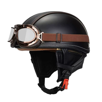 Men's and Women's Four Seasons Cruise – Motosiklet kaskı (dəbilqə) - matte-black-leather-bronze-mirror-silver-surface-s