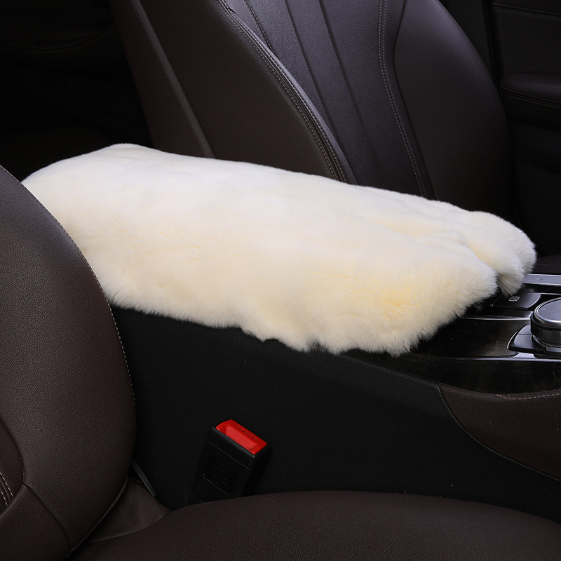 Rabbit Fur Car, Universal Armrest box pad - light-beige-high-quality-whole-rex-rabbit-skin