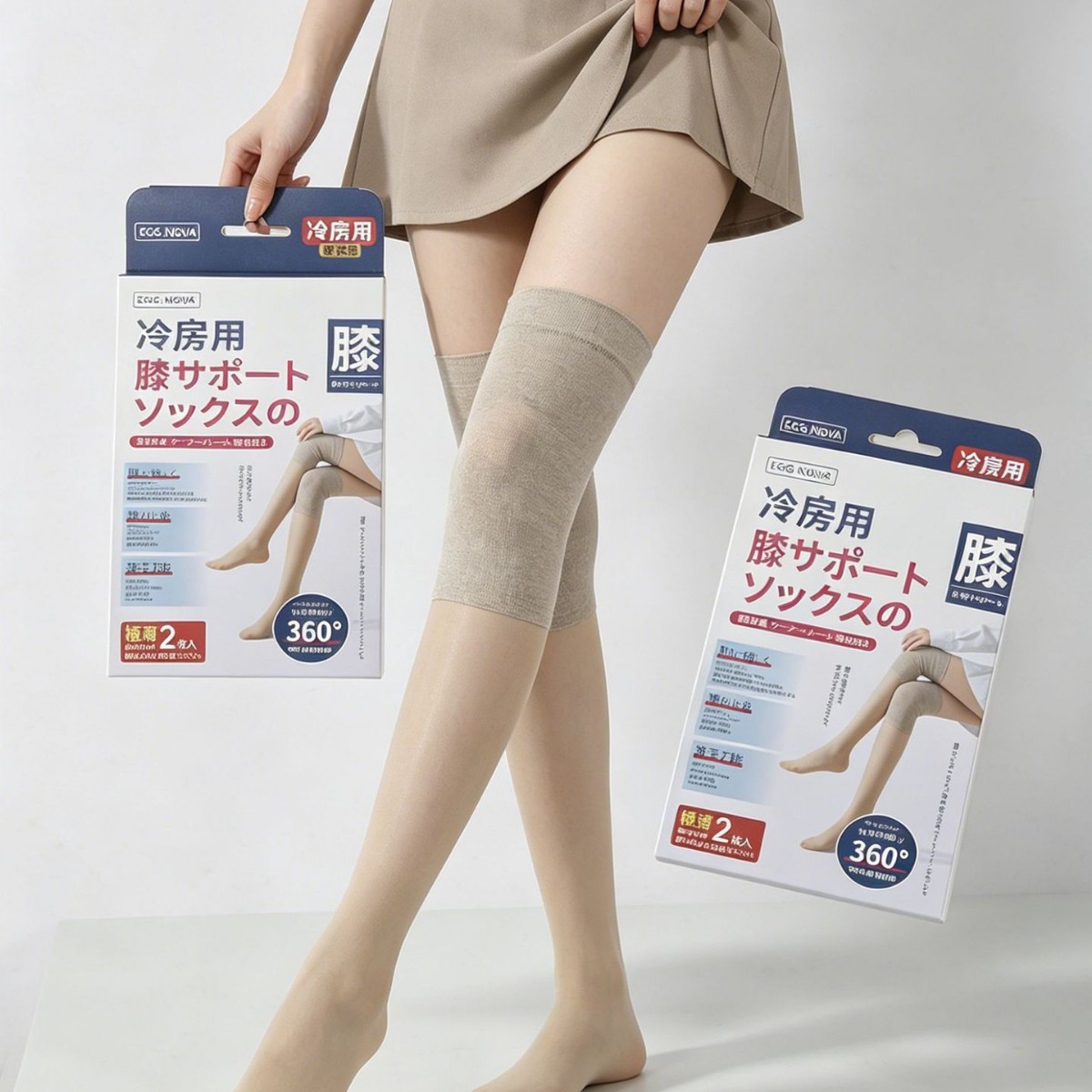 Egg Nova Cooling Knee Socks 360 °   Knee-Protecting Pantyhose for Air-Conditioned Rooms, Warm Leg Protection, Anti-Snagging.