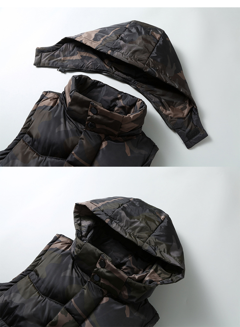 Chaleco de hombre camuflaje algodón con capucha sin mangas_voghion.com