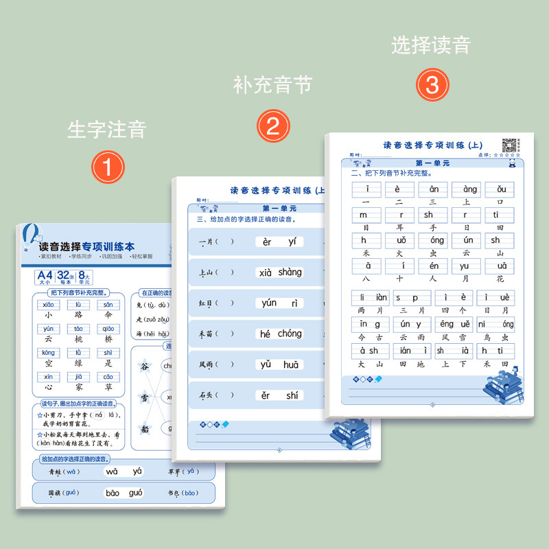 First Grade Pinyin Pronunciation Learning Treasure Font Textbook Person Education Version Pinyin Choice Training Synchronous Textbook Chinese Recitation