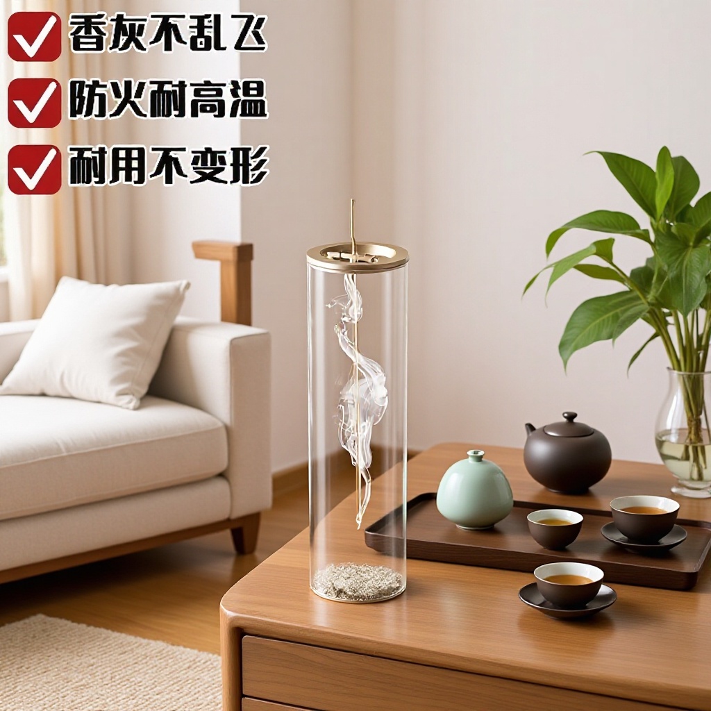 线香香炉玻璃五金款倒挂金属香夹玻璃管防灰飞香薰炉香器家居摆件