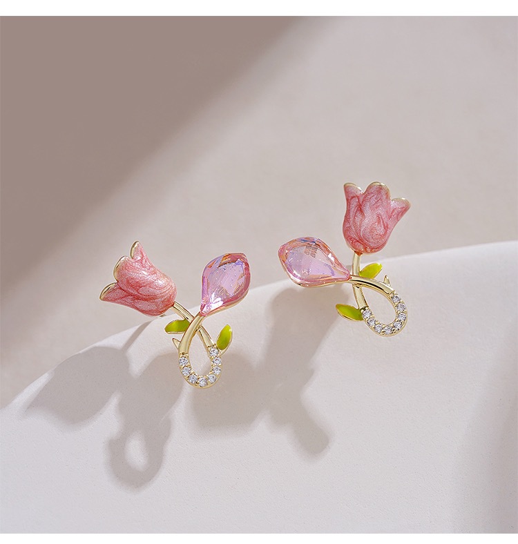 1 Pair Simple Style Classic Style Flower Inlay Alloy Zircon Ear Studs display picture 5