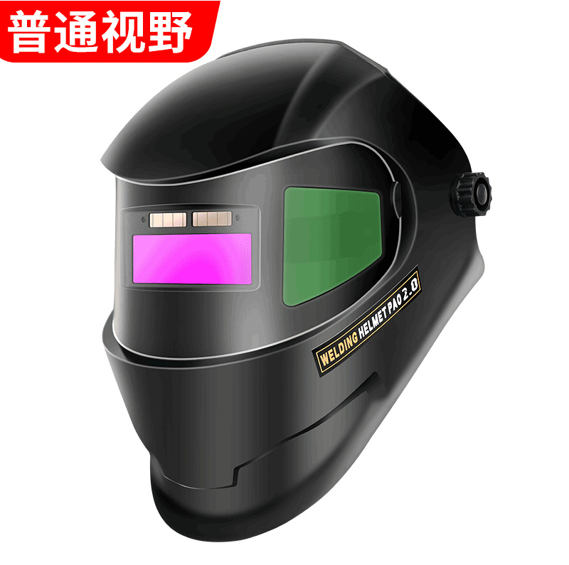 Fabricante mayorista de máscaras de soldadura de correa de cabeza de color real brillante lente de atenuación automática toda la cara ligera montada en la cabeza
