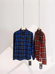 24SSChrome Heartsは十字架の格子のシャツのカップルのシャツを貼って国境を越えて専用に提供します。