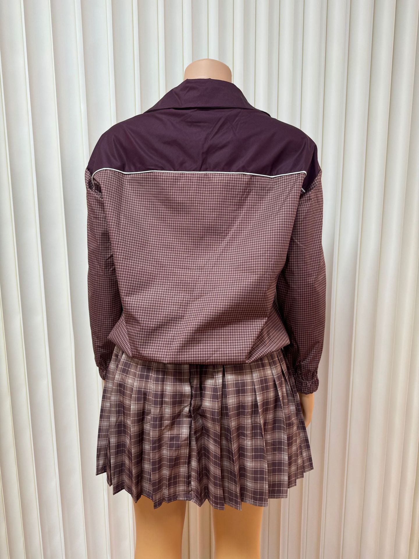 Women's Clothing Women's Style Zipper Cardigan Long Sleeve Top With Lapel Short Skirt Two Piece Suit Sexy Fashion_ecoleips.com