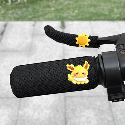Motorcycle Handle Cover – Bicycle Grip Cover, Breathable - black-sun-thunderbolt