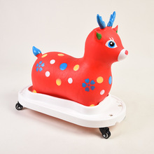 新款童車卡通藍鹿兒童充氣跳跳馬戶外加大加厚充氣輪滑跳跳馬玩具