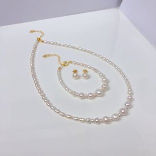 Natural Pearl Necklace Niche Design Sense Size Bead Mix Necklace Simple All-match Collarbone Chain Wholesale Goods