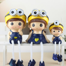 创意一家三口树脂吊脚娃娃家居装饰品摆件客厅卧室酒柜隔板摆设