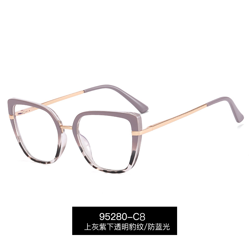 95280 nuevo retro Comercio exterior marco artístico gafas de mujer adelgazamiento anti-azul gafas de luz metal TR90 gafas lisas marco