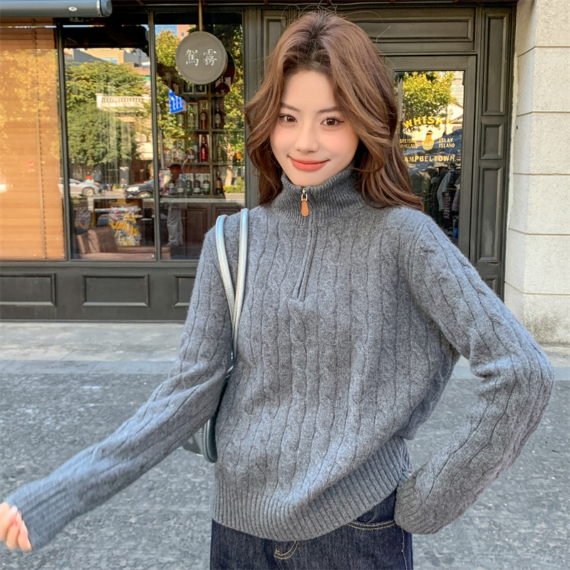 Cross-Border Ralph Lauren Same Style Half-Zip Cable-Knit Polo Collar Andy Velvet Base Layer Sweater, New Autumn and Winter Pullover Sweater Cross-Border Ralph Lauren Same Style Half-Zip Cable-Knit Polo Collar Andy Velvet Base Layer Sweater, New Autumn and Winter Pullover Sweater