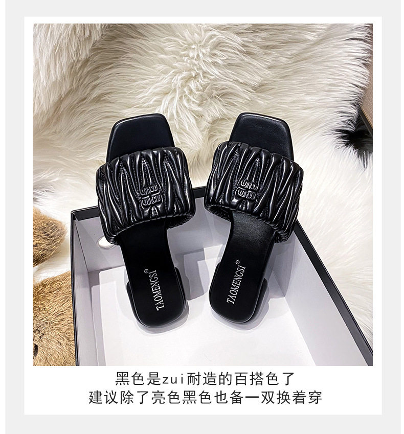 Dép lê nữ mùi vuông đế bằng chống trơn thoải mái đi ngoài trời — Màu Đen (không có chữ cái), Pink (không có chữ cái), Trắng sữa (không có chữ cái), Xanh sữa (không có chữ cái) chi tiết 38