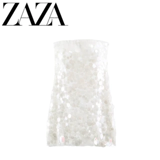 ZAZA 自制欧美风 批发女装 时尚百搭气质珠片饰抹胸连衣裙4772391