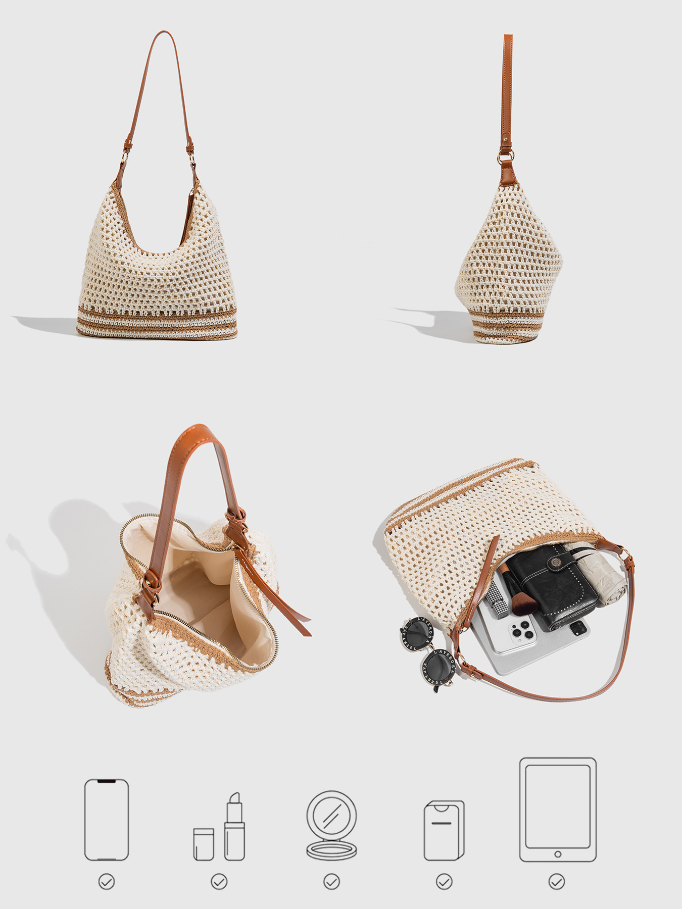 Bolsa de trenzado coreana 2026 verano nueva bolsa de playa de vacaciones de playa de gran capacidad bolsa de hombro