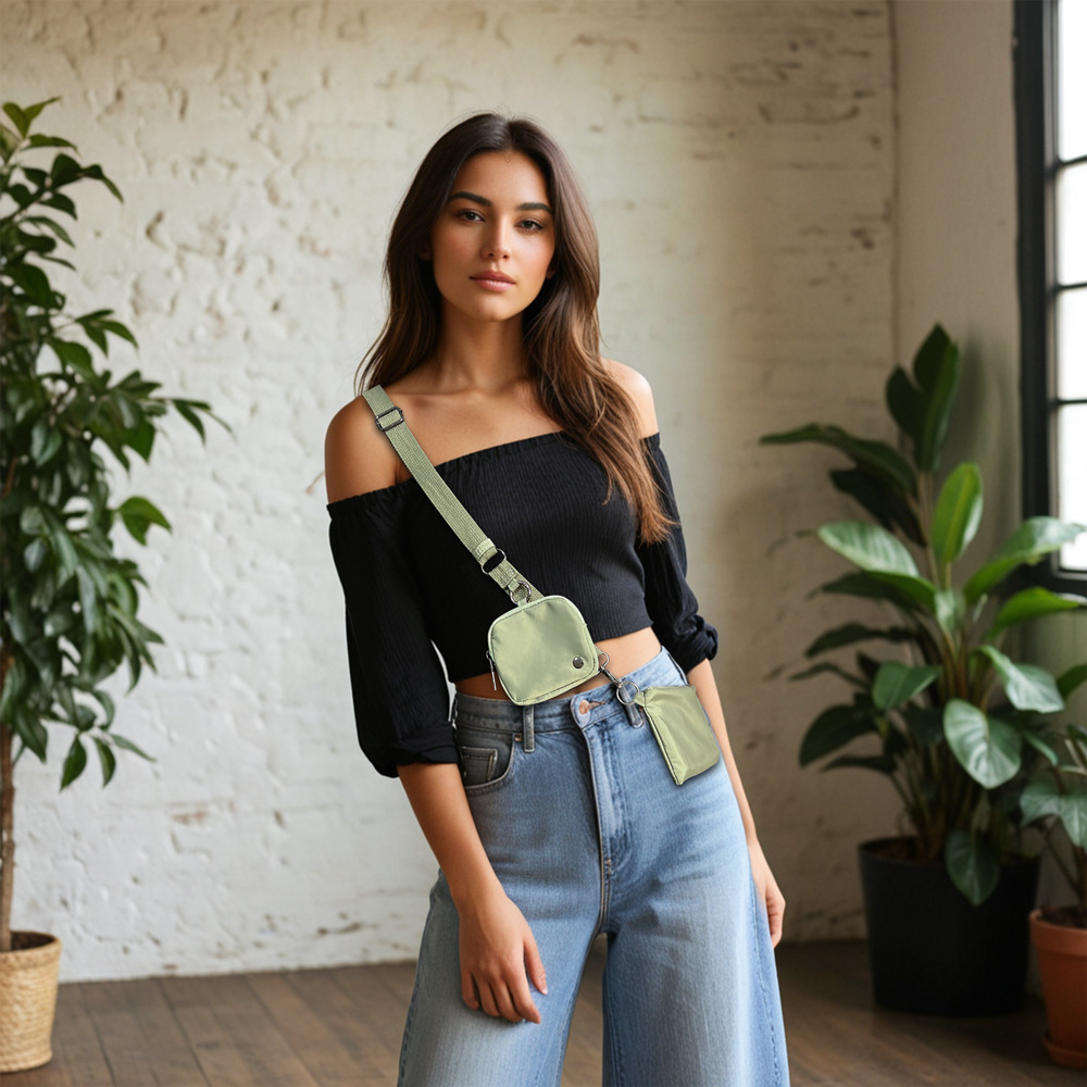 Solid Color Pattern Unisex Small Oxford Cloth Solid Color Streetwear Square Zipper Square Bag