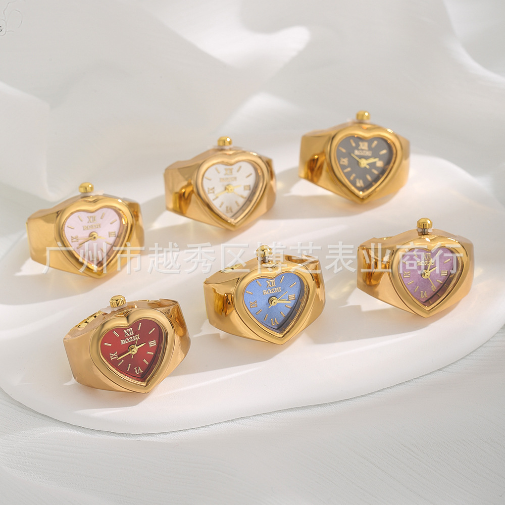 Creative Thumb Ring Watch That Can Tell the Time, Popular Cross-Border Foreign Trade Item, Factory Direct Sales, Heart-Shaped Finger Watch