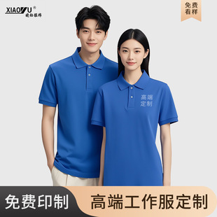 Polo Shirt Manufacturer Work Clothes T-Shirt Short-Sleeved Pure Cotton Printed Logo Embroider Company Cultural Shirt Direct Sales Work Clothes