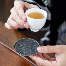 日式铜制杯垫杯托茶碟茶杯托仿古禅风隔热垫功夫茶具茶道配件