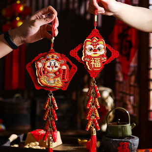 Year of the Snake Decorative Supplies New Year 2025 Firecracker Pendant Home Living Room Decoration New Year Spring Festival Lion Dance God of Wealth Pendant