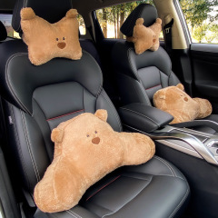 Car Cartoon Bear Headrest Lumbar Car Cute Seat Cushion Office Seat Cushion Women's Interior Supplies