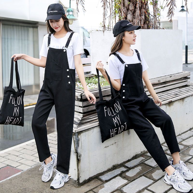 宽松牛仔背带裤女新款韩版显瘦2025春春秋减龄高腰阔腿连体裤长裤|undefined