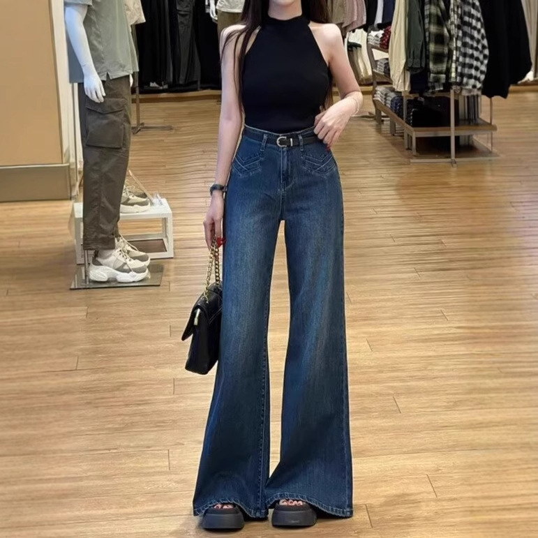 Dark High-Waisted, Non-Tight-Fitting, High-End Flared Jeans for Women, 2026 Winter New Style, Slimming and Versatile Long Pants