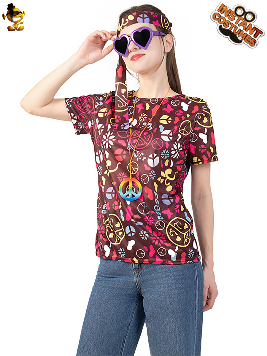 Halloween Adultos Mujeres Vintage Hippie Capa 'Cross-Border Hippie Female Party Disfraz