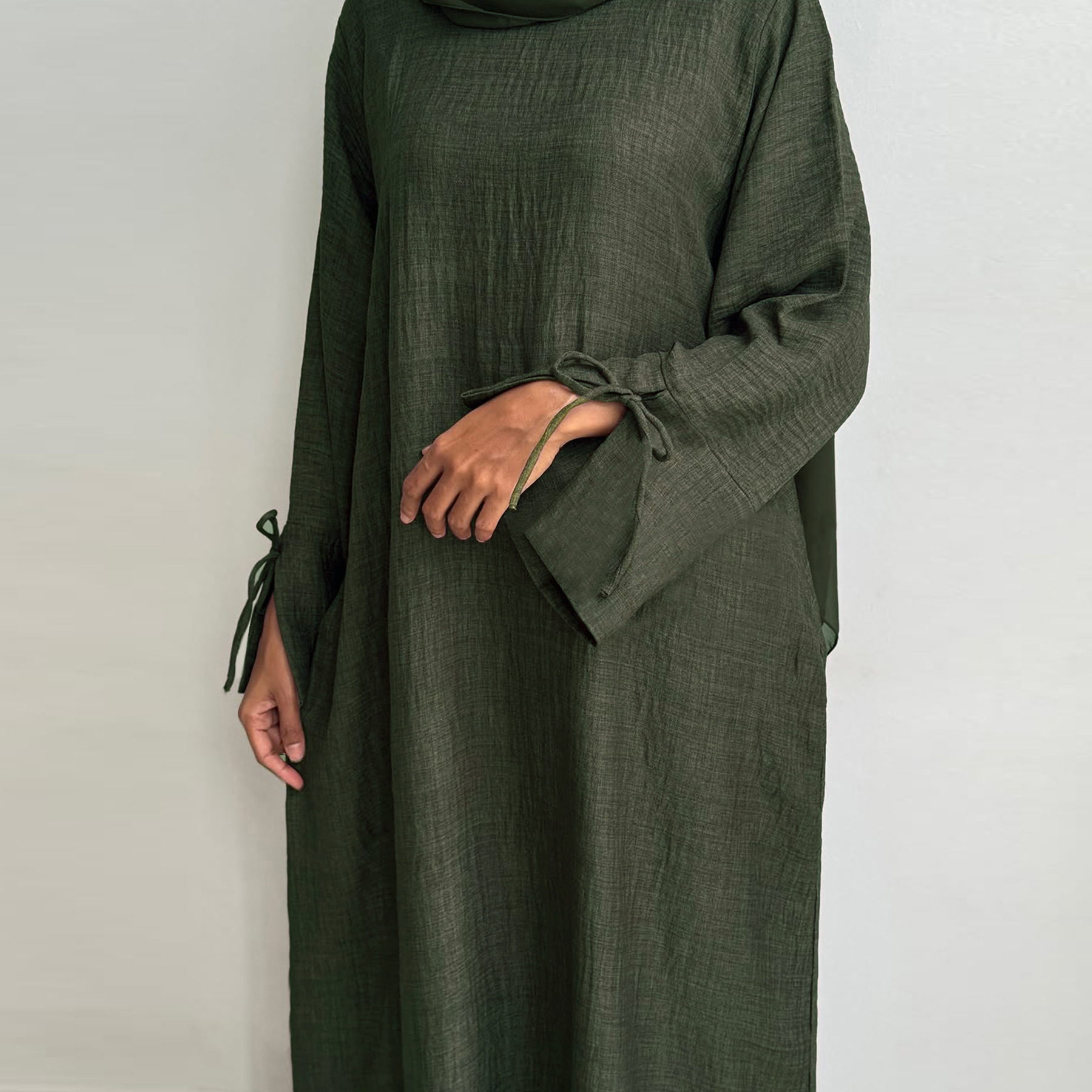 Dubai Turkish Clothing Middle Eastern Export Simple Ethnic Style Women's Long Robe Dress_ecoleips.com