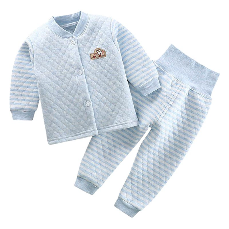 Детские трехслойные Стеганые Брюки для живота с высокой талией, детское термобелье, костюм, детская утолщенная одежда