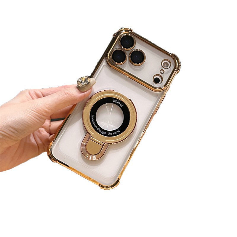 适用iPhone17PROMAX气囊防摔手机壳磁吸支架苹果16透明电镀14软壳|undefined