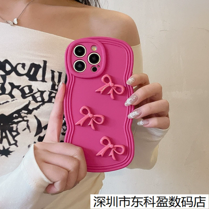Четырехмерный совместимый чехол для iPhone16 Pro с бантом, iPhone 15, чехол для телефона, iphone, 13