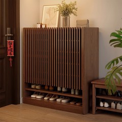 無垢材の靴キャビネット、家の玄関収納キャビネット、壁一体型屋内大容量多層廊下エレベーター口