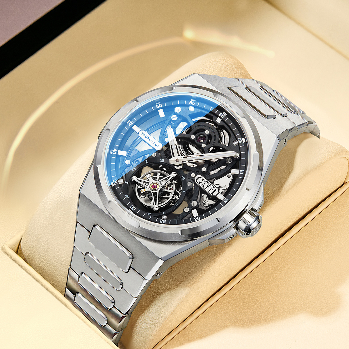 Swiss New Men's Real Tourbillon Mechanical Watch Mechanical Watch Men's Fully Automatic Luminous Waterproof Cut Out Watch