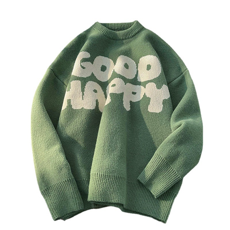 Crewneck Sweater Men's Autumn and Winter American Loose Trendy Brand Couple's Knitwear Japanese Style Retro Lazy Style Sweater Jacket