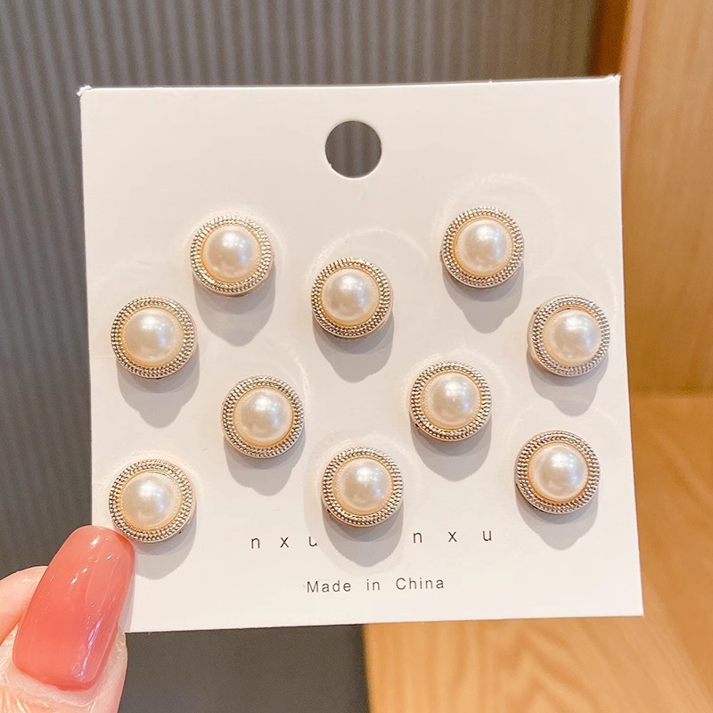 Botón de pecho anti-divertido, botón de clavos sin costura, pin de ropa fija, broche de botón de cuello de mujer, perlas