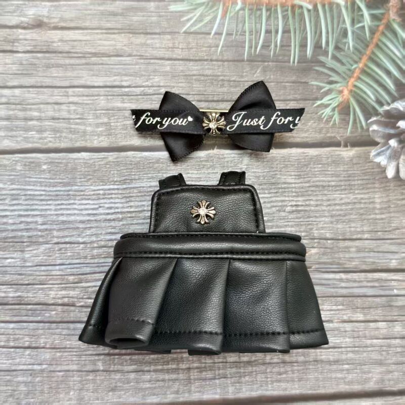 17cm Trendy Doll Clothes Krostar First, Second, and Third Generation Dolls Cool Black Leather Suspender Skirt Dress-Up Clothes