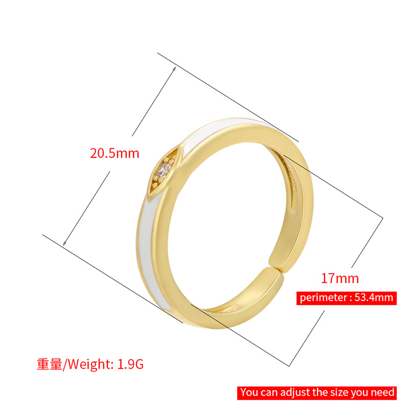 Color Dripping Oil Micro-inlaid Zircon Ring Eye Pattern Dripping Open Ring display picture 11