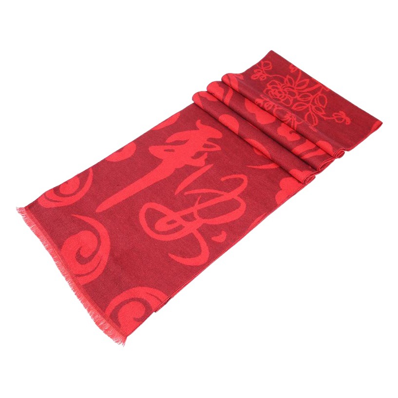 Opening Red Scarf Gift Fu Word Ping An Fu China Red Big Red Party Annual Meeting Red Scarf logo Embroidery