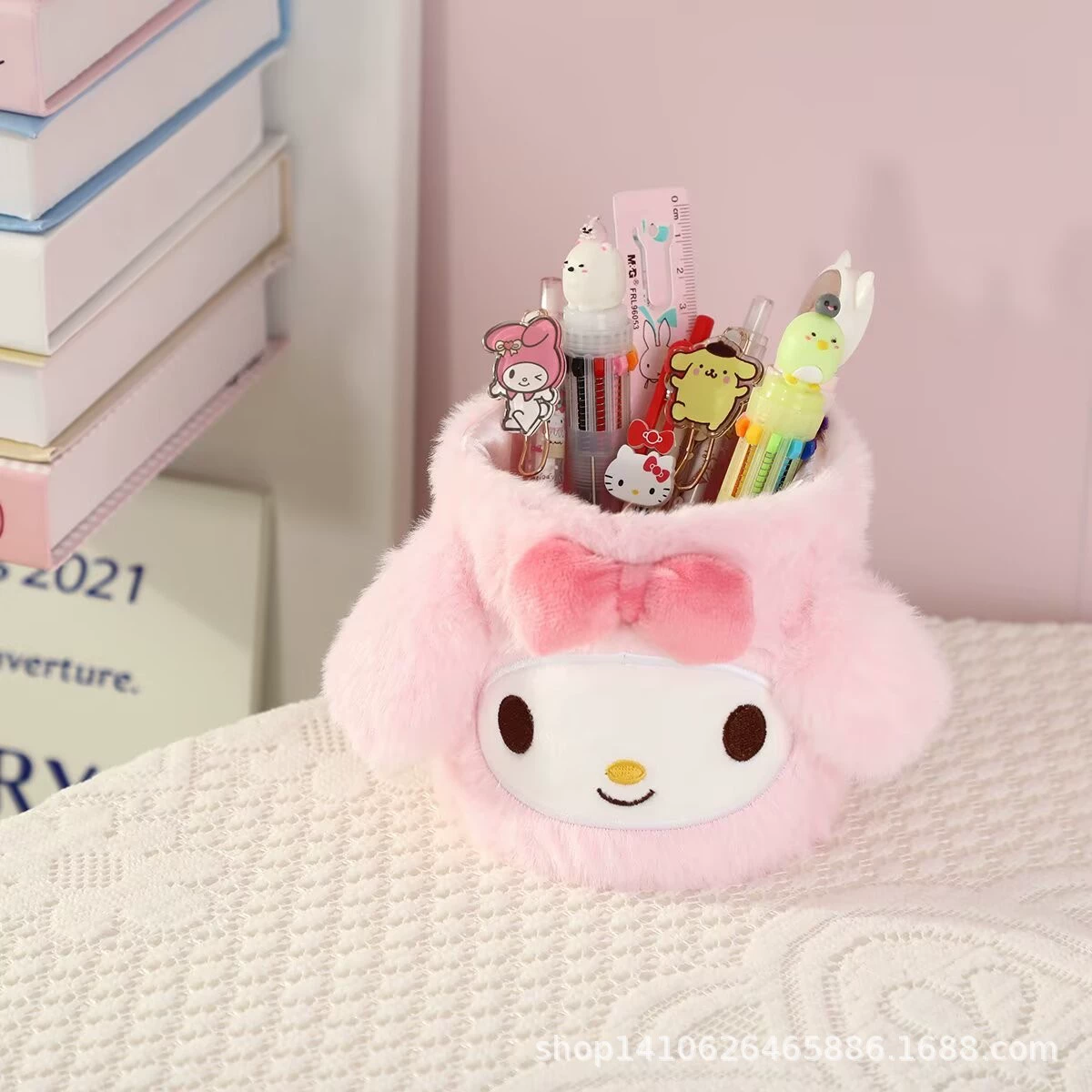 Cartoon pens holder for elementary school students, table stationery, storage system, brush