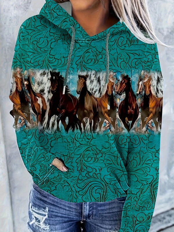 Wholesale New Cross-Border Source Western Aztec Bohemian Print Casual Hoodie